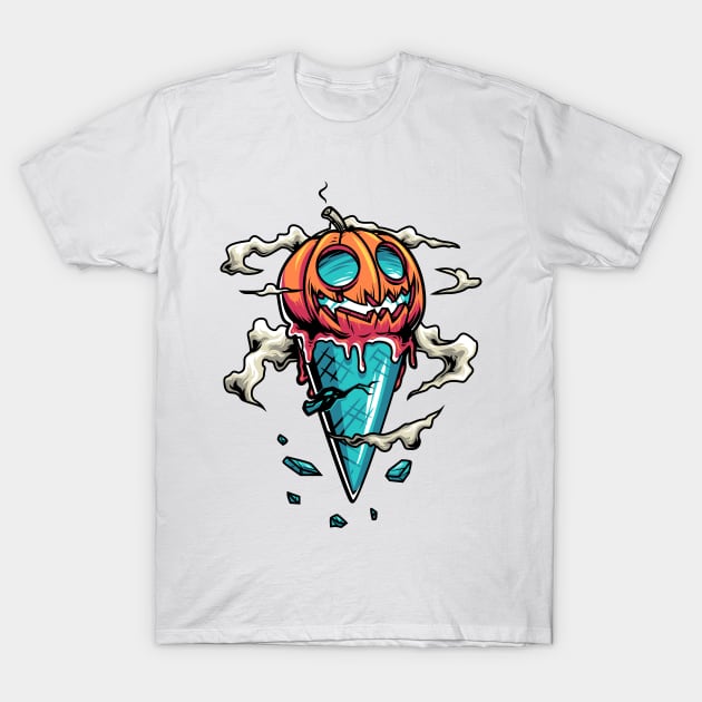 Halloween Ice Cream Cone Pumpkin T-Shirt by nissiu